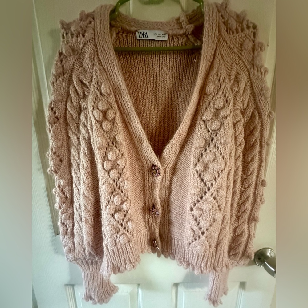 ZARA EMBROIDERY KNIT CARDIGAN